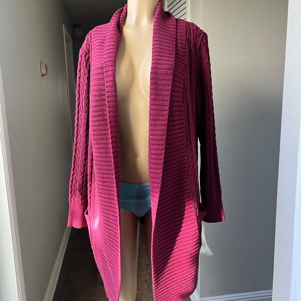 Leo & Nicole Pink Open-Front Cardigan